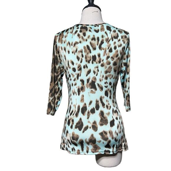 Cartise 3/4 Sleeve Sexy Animal Print Blouse Size Small Petite - Picture 4 of 5